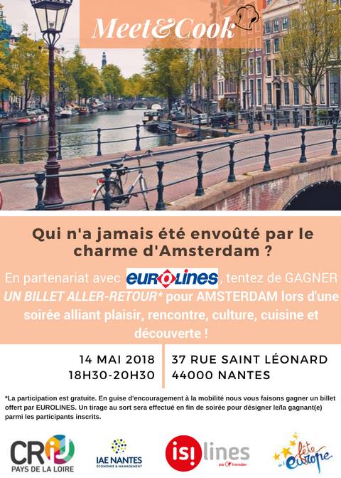 Soirée Meet and cook au CRIJ : gagnez un billet aller-retour Amsterdam  !
