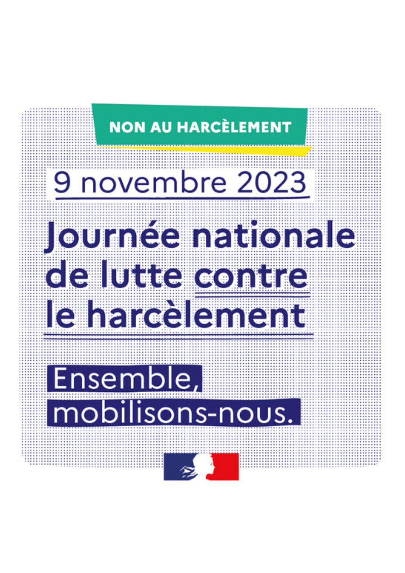 9  novembre 2023 : Journée nationale de lutte contre le harcèlement à l'école